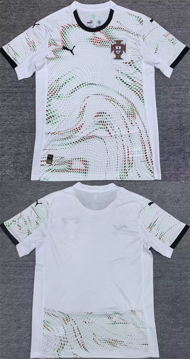 Men's Portugal Team Blank 2025 White Away Soccer Jersey